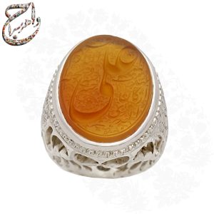 انگشتر عقیق جزع یمنی خطی