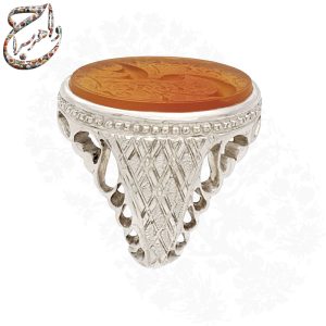 انگشتر عقیق جزع یمنی خطی