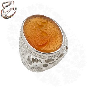 انگشتر عقیق جزع یمنی خطی