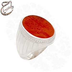عقیق سلیمانی خطی ، رکاب دست ساز نقره
