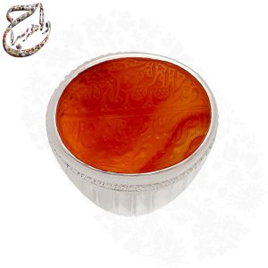 عقیق سلیمانی خطی ، رکاب دست ساز نقره