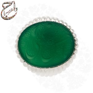 انگشتر عقیق سبز خطی رکاب دست ساز