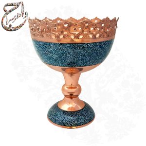 آجیل خوری فیروزه کوبی بر پایه مس قلمزنی سایز 20