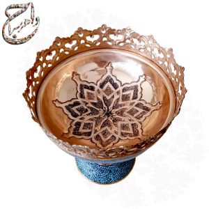 آجیل خوری فیروزه کوبی بر پایه مس قلمزنی سایز 20