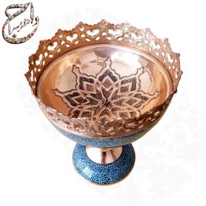 آجیل خوری فیروزه کوبی بر پایه مس قلمزنی سایز 20