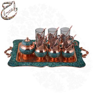 سرویس چای خوری فیروزه کوبی شش نفره