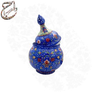 سرویس چای خوری میناکاری شش نفره بر پایه ی مس
