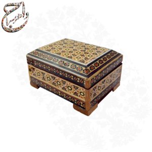 جعبه جواهرات خاتم کاری بر پایه چوب