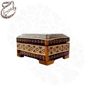 جعبه جواهرات خاتم کاری بر پایه چوب