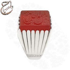 انگشتر عقیق سرخ معدنی با ذکر نفس المهموم و رکاب دستساز استاد لطفی
