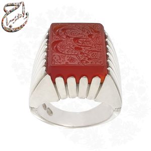 انگشتر عقیق سرخ معدنی با ذکر نفس المهموم و رکاب دستساز استاد لطفی