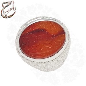 انگشتر عقیق سرخ یمنی با ذکر لا فتی الا علی و رکاب دستساز امامی
