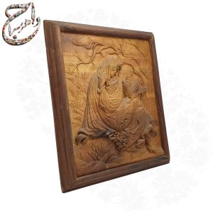 تابلو منبتکاری چوب گردو طرح مادر با طراحی سهبعدی و برجسته