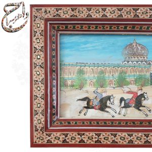 نقاشی میدان نقش جهان با قاب خاتم کاری