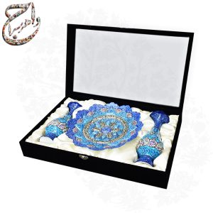 سرویس بشقاب و گلدان میناکاری با جعبه