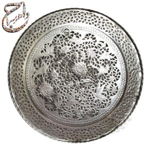 سینی مسی قلمزنی شبکه گل و مرغ