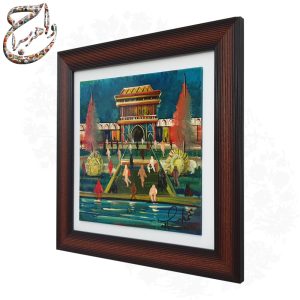 عمارت عالی قاپو ، تابلو نقاشی آبرنگ روی شیشه