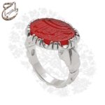 انگشتر عقیق یمنی با ذکر ام المصائب یا زینب (س) و رکاب دستساز صفوی استاد آذری