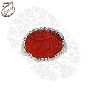 انگشتر عقیق یمنی با ذکر ام المصائب یا زینب (س) و رکاب دستساز صفوی استاد آذری