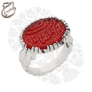 انگشتر عقیق یمنی با ذکر ام المصائب یا زینب (س) و رکاب دستساز صفوی استاد آذری