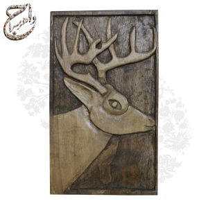 تابلو چوبی یک‌تکه معرق‌کاری‌شده طرح گوزن