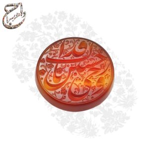 عقیق سرخ و پرتقالی خراسانی حکاکی دستی «روحی فداک یا حسین»