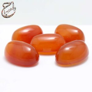 پک پنج عددی نگین عقیق رنگ‌شده پرتقالی – تراش عبدالرزاقی