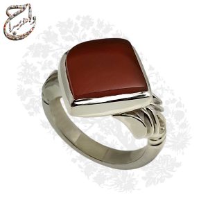 انگشتر عقیق یمنی تراش طرح نقطه نستعلیق رکاب صفوی