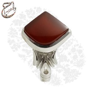 انگشتر عقیق یمنی تراش طرح نقطه نستعلیق رکاب صفوی