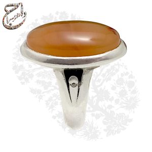 انگشتر عقیق یمنی پرتقالی با رکاب نقره