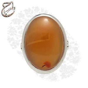 انگشتر عقیق یمنی پرتقالی با رکاب نقره