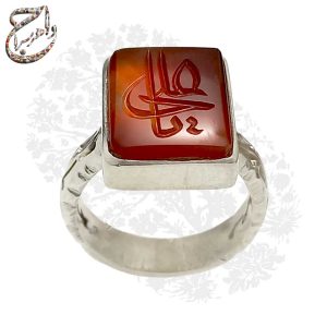 انگشتر عقیق خطی با رکاب نقره