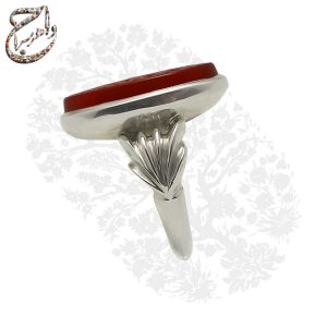 انگشتر عقیق سرخ آبدار خراسانی با حکاکی (ذکر علی عباده)